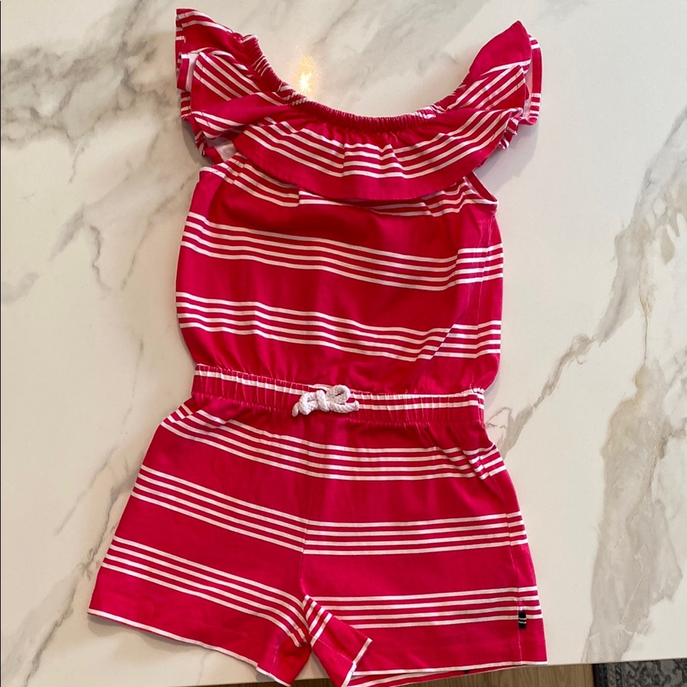 Nautica toddler striped knit romper 4T pink